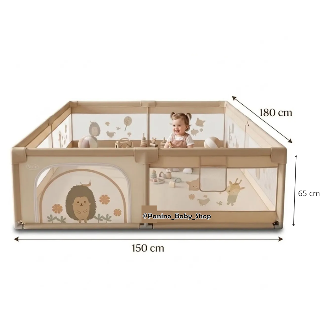 CORRAL PLEGABLE PLAYPEN 180X150 CM PARA BEBÉS -CERCO M- GRIS - 3