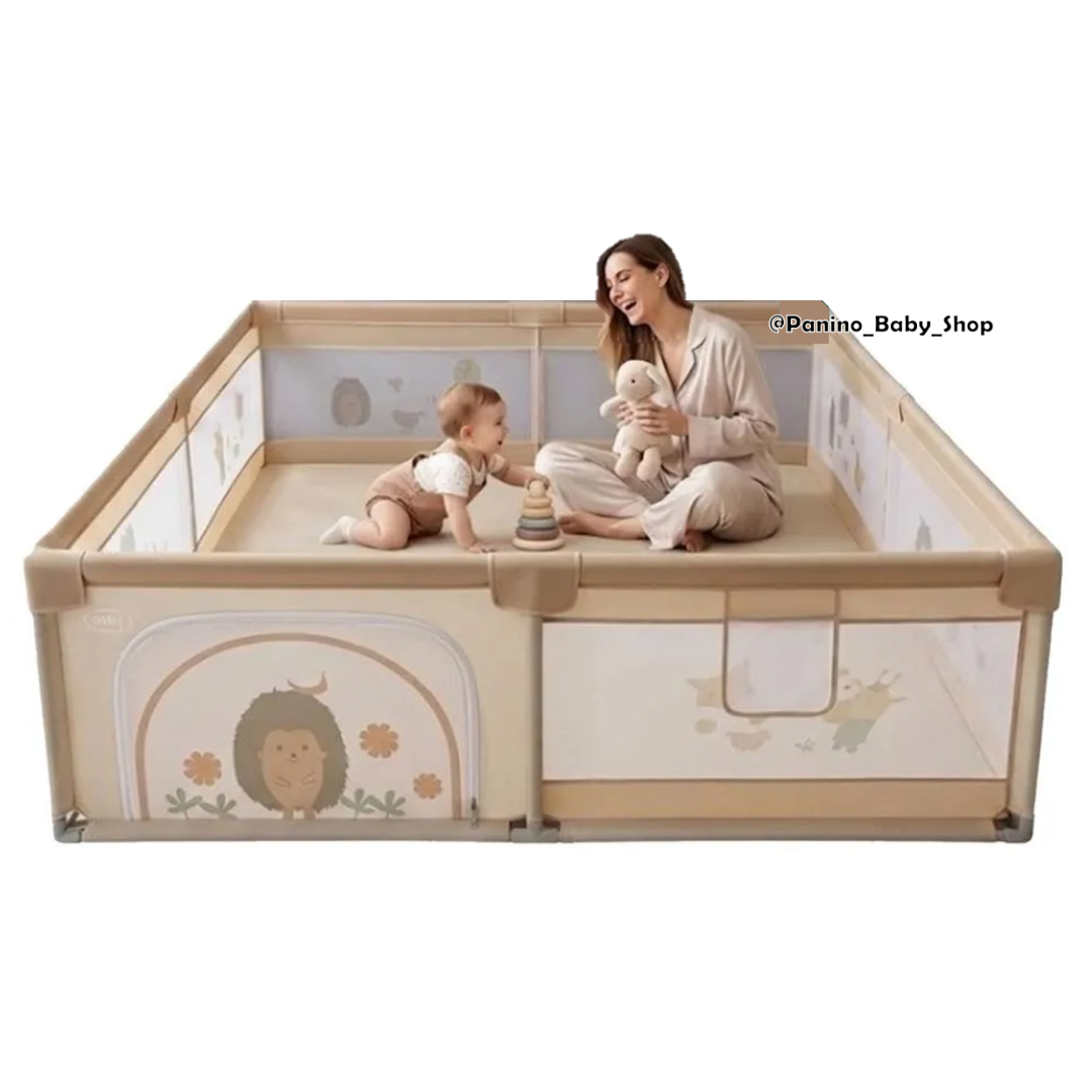 CORRAL PLEGABLE PLAYPEN 200X200 CM PARA BEBÉS -CERCO L- BEIGE - 4