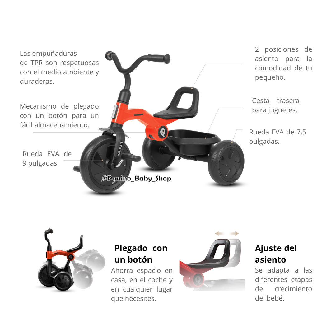 TRICICLO CHAVITO PLEGABLE Y LIVIANO -ANT- GRIS - 7