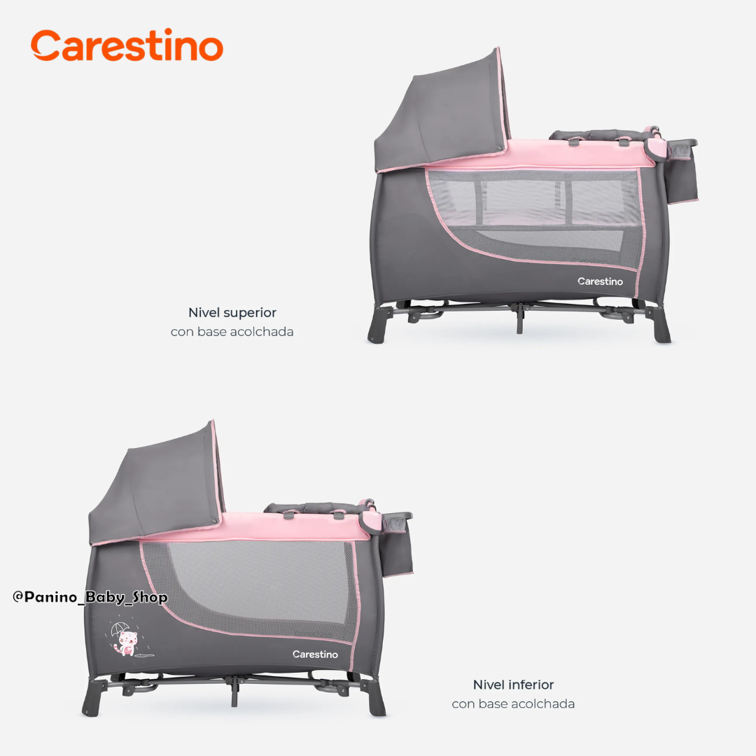 CUNA CORRAL CAMBIADOR PLEGABLE 2 NIVELES -MARSELLA- BEIGE - 6