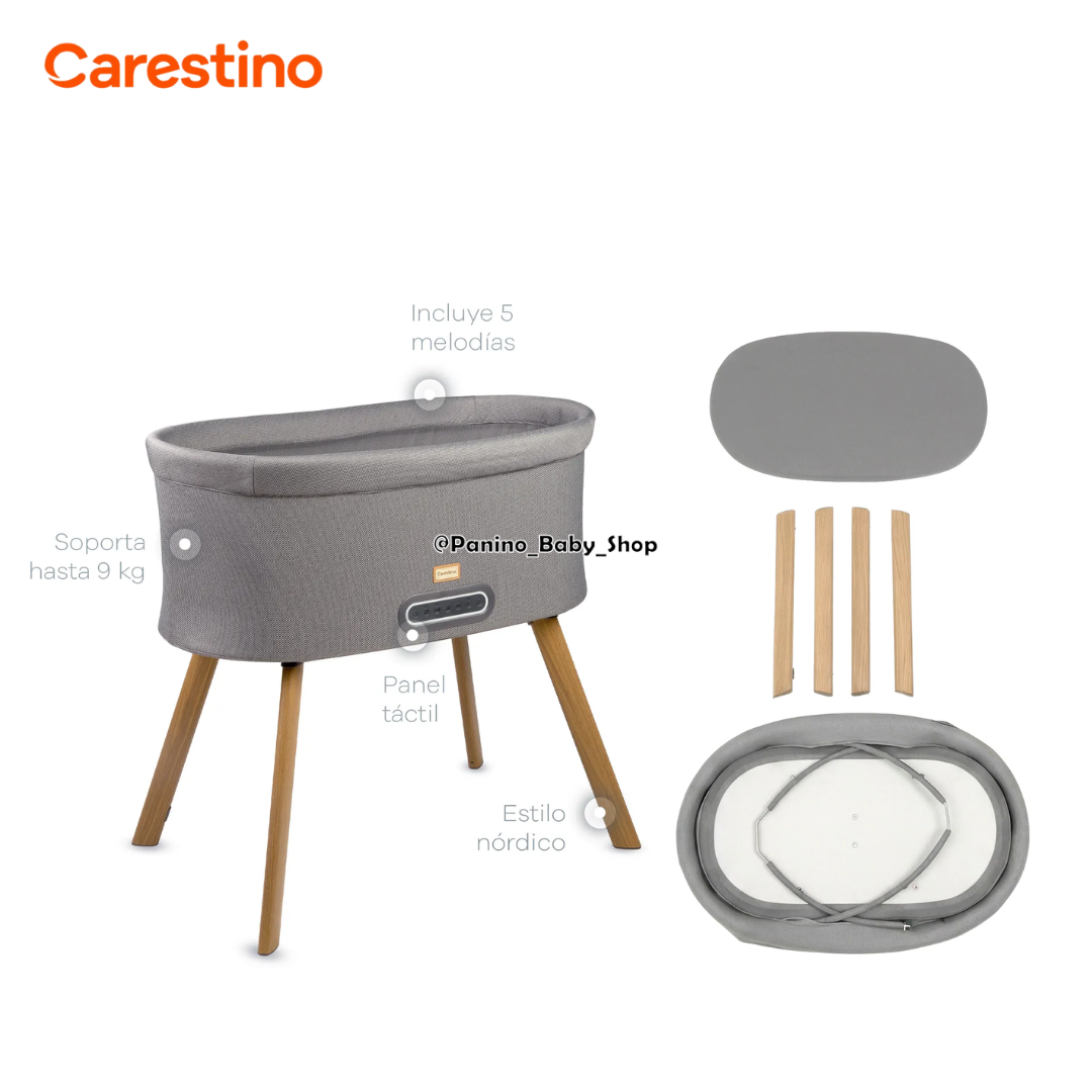 CUNA MOISÉS MECEDOR ELECTRÓNICO MUSICAL -BURDEOS- GRIS - 5