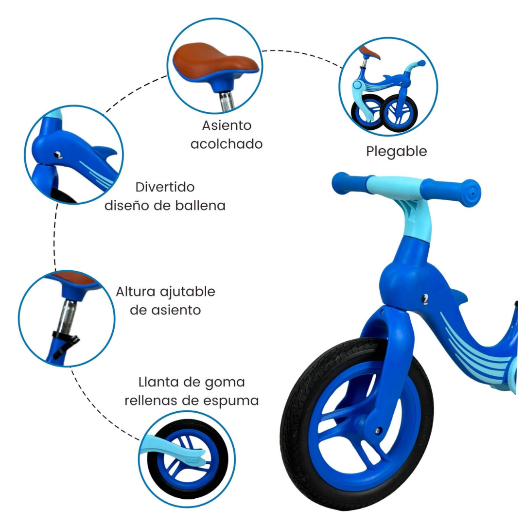 BICICLETA DE EQUILIBRIO PLEGABLE -BALLENITA- AZUL - 4