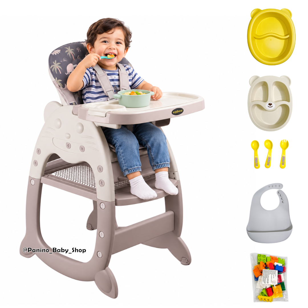 SILLA DE COMER CARPETA 3 EN 1 CON BLUETOOTH -GATO- GRIS - 1