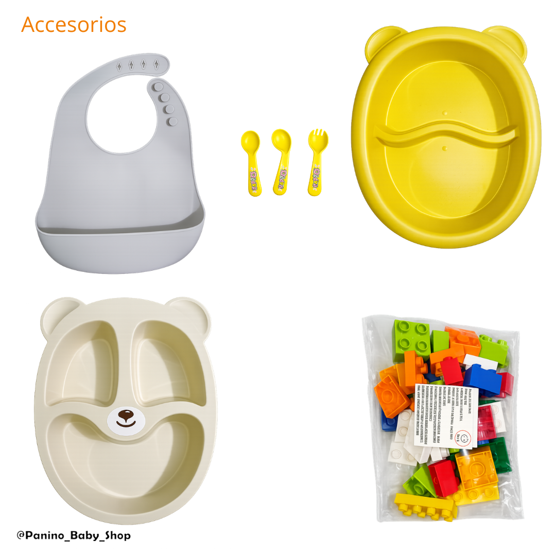 SILLA DE COMER CARPETA 3 EN 1 CON BLUETOOTH -GATO- GRIS - 4