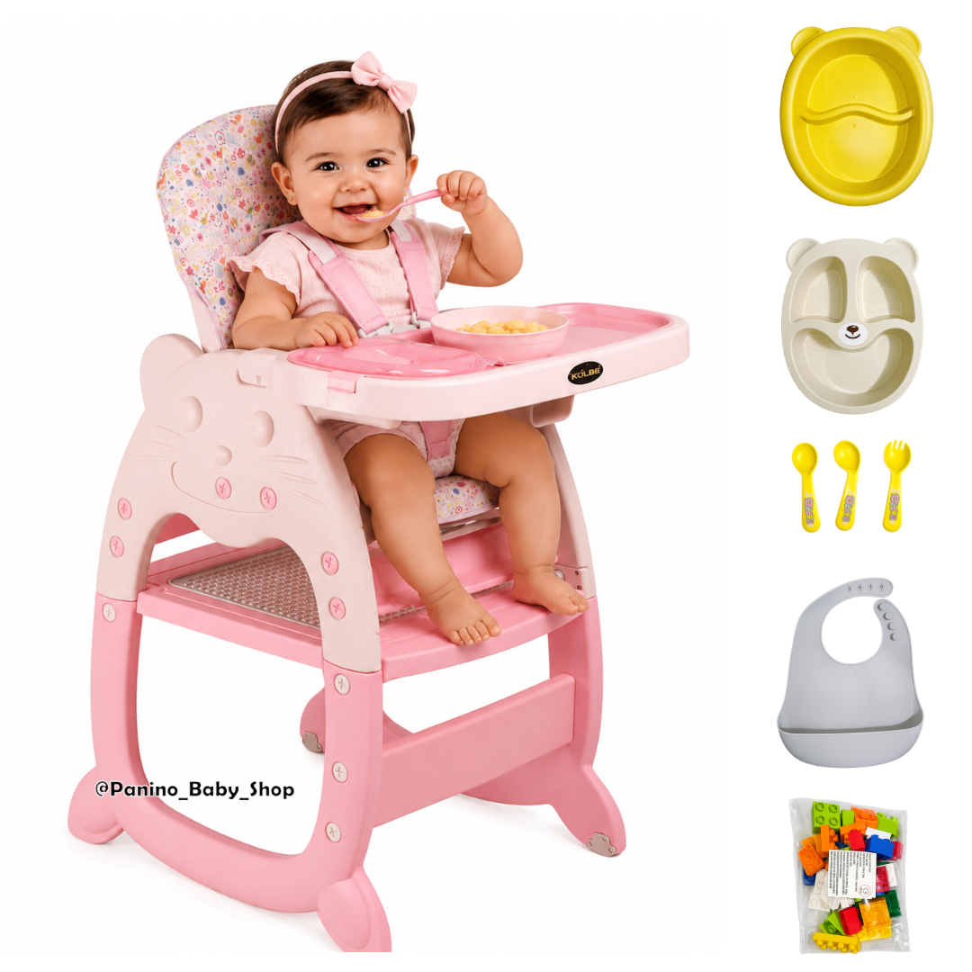 SILLA DE COMER CARPETA 3 EN 1 CON BLUETOOTH -GATO- ROSA PASTEL - 1