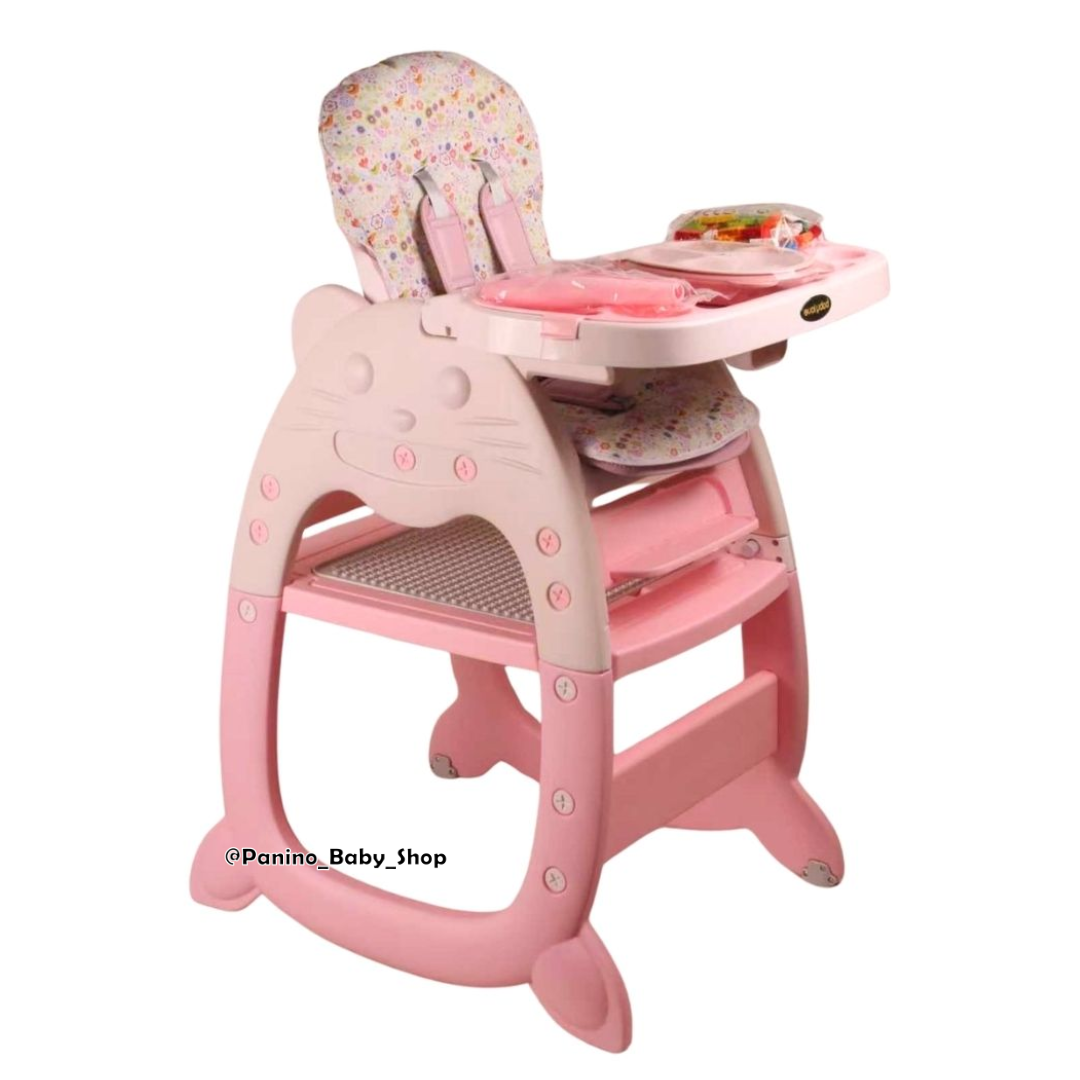 SILLA DE COMER CARPETA 3 EN 1 CON BLUETOOTH -GATO- ROSA PASTEL - 2