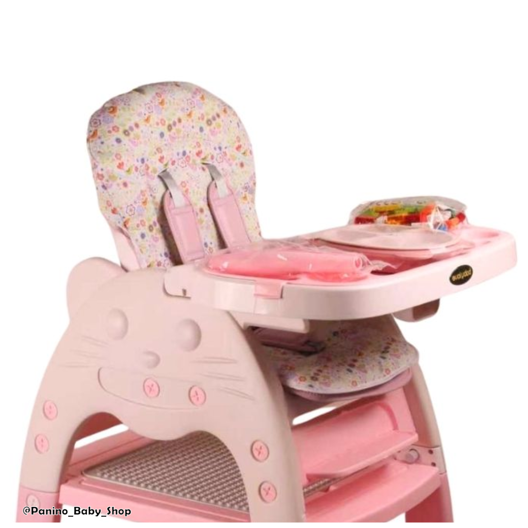 SILLA DE COMER CARPETA 3 EN 1 CON BLUETOOTH -GATO- ROSA PASTEL - 3
