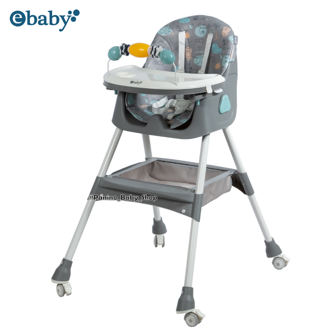 SILLA DE COMER PLEGABLE CON PORTA CELULAR -LULU- GRIS - 1