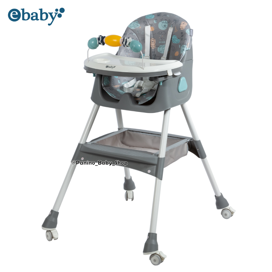 SILLA DE COMER PLEGABLE CON PORTA CELULAR -LULU- GRIS - 4