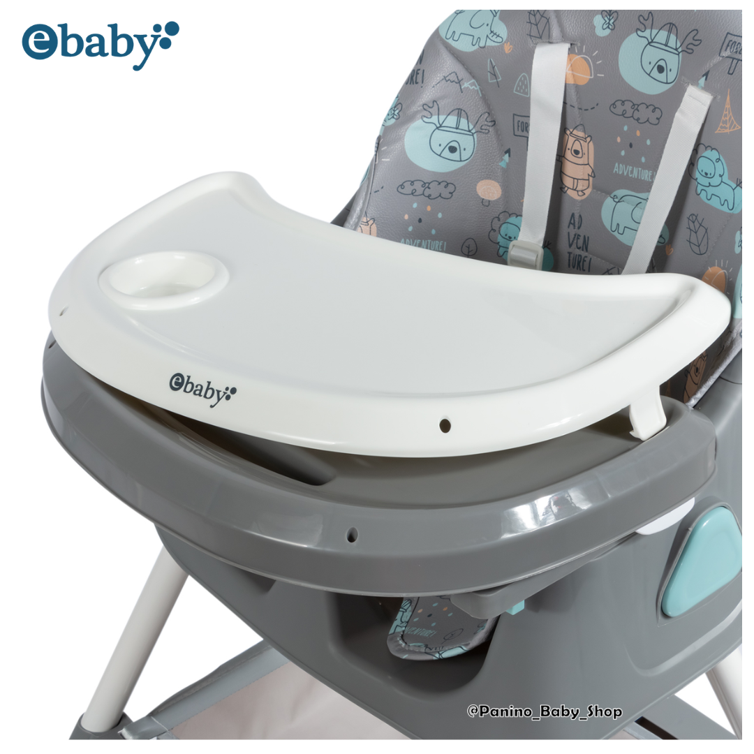 SILLA DE COMER PLEGABLE CON PORTA CELULAR -LULU- GRIS - 5