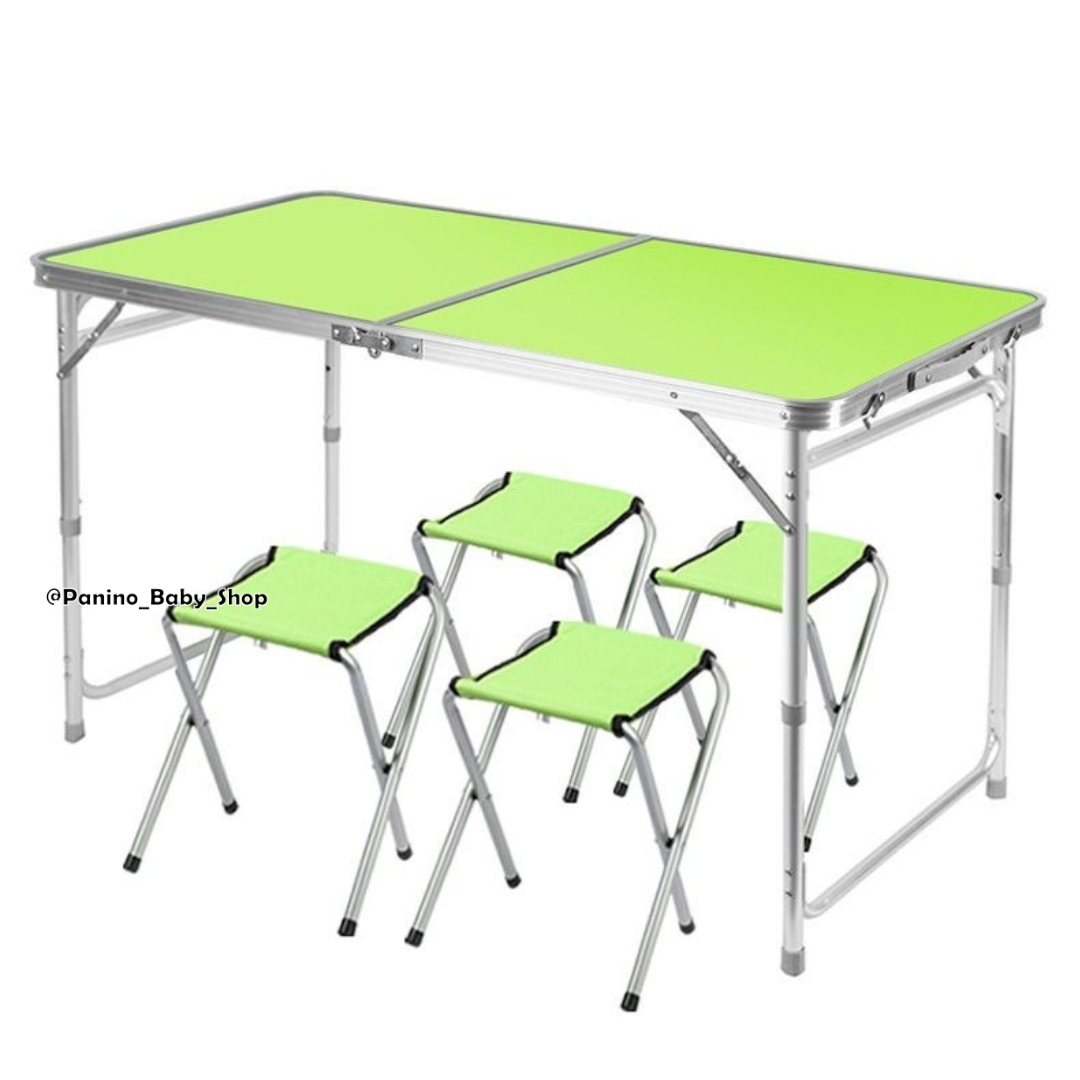 JUEGO DE MESA Y BANCOS PLEGABLES PARA ACAMPAR -FLEX- VERDE - 1