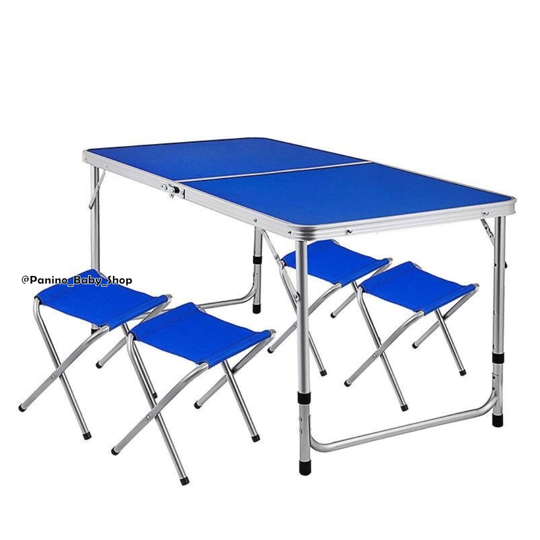 JUEGO DE MESA Y BANCOS PLEGABLES PARA ACAMPAR -FLEX- AZUL - 1