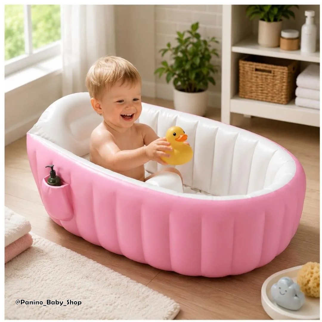 BAÑERA PISCINA INFLABLE PORTÁTIL PARA BEBÉ -SPA- ROSADO - 2
