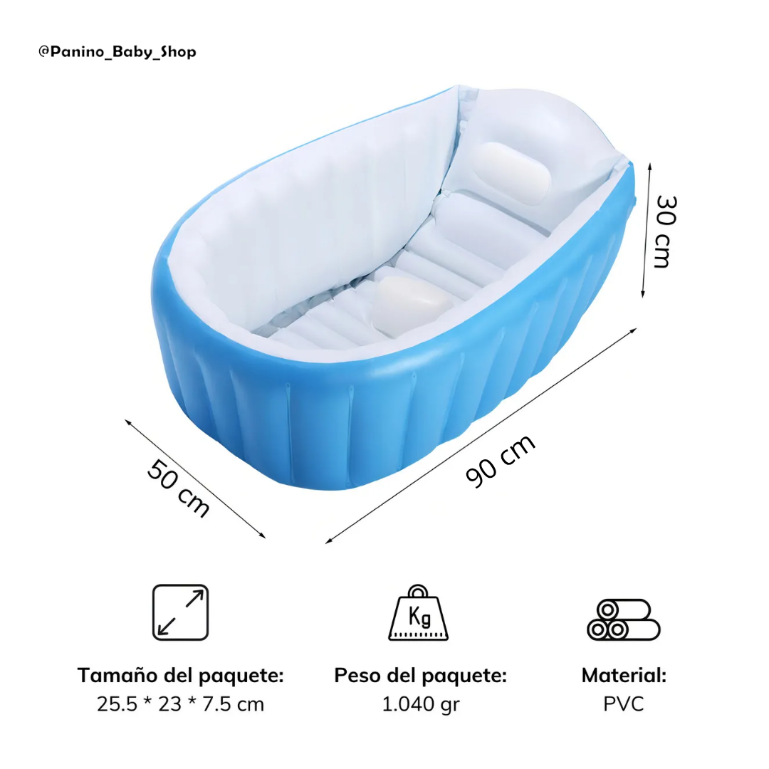 BAÑERA PISCINA INFLABLE PORTÁTIL PARA BEBÉ -SPA- ROSADO - 4
