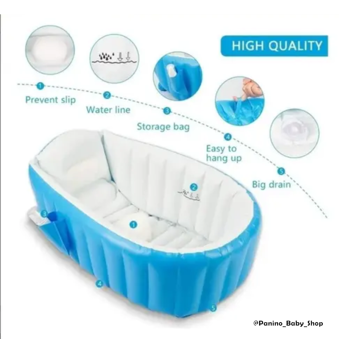 BAÑERA PISCINA INFLABLE PORTÁTIL PARA BEBÉ -SPA- ROSADO - 7