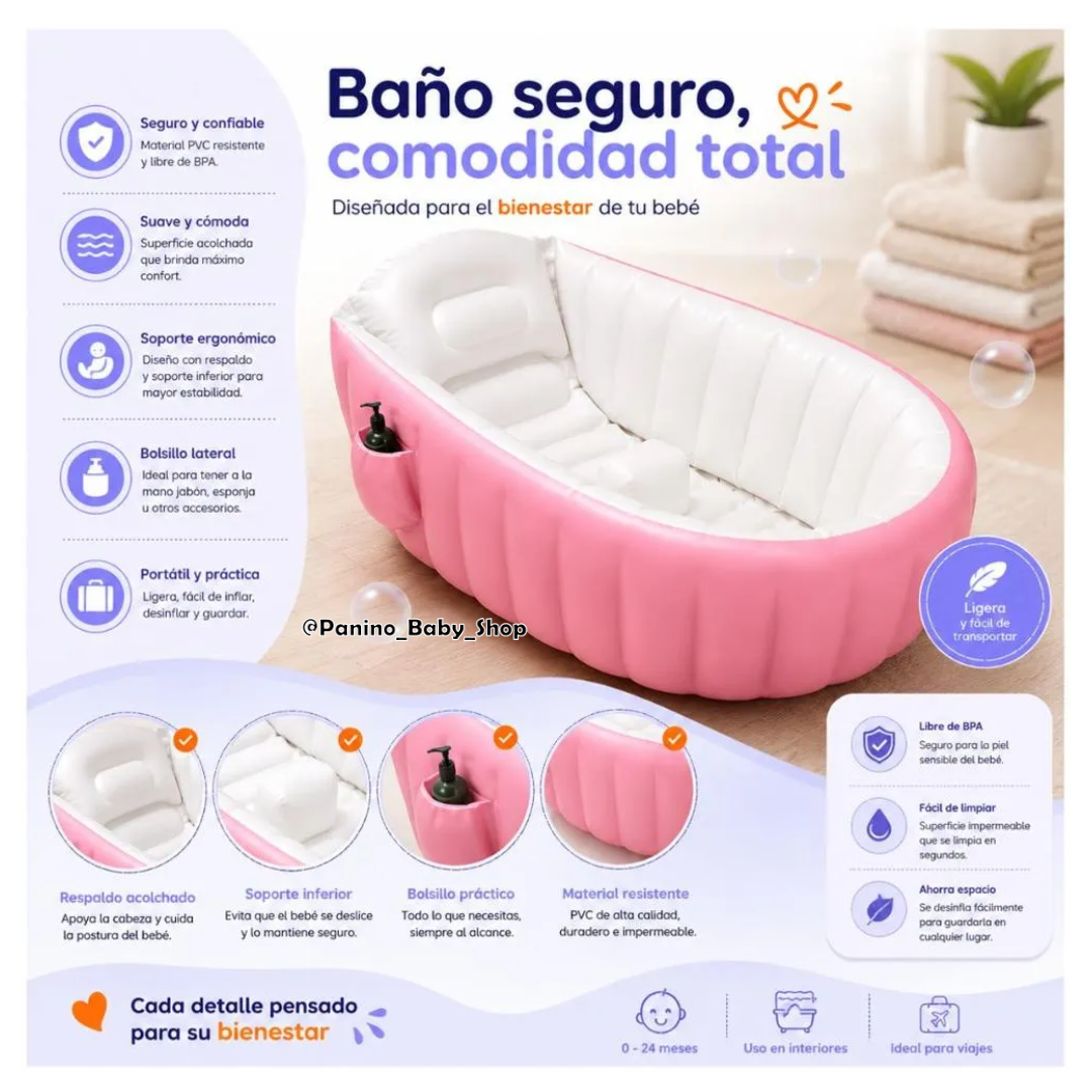 BAÑERA PISCINA INFLABLE PORTÁTIL PARA BEBÉ -SPA- CELESTE - 5