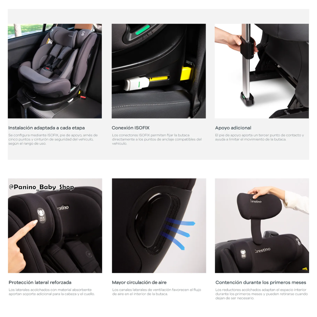 SILLA DE AUTO CON ISOFIX I-SIZE 40-150 CM -MONACO- GRIS LOBO - 7
