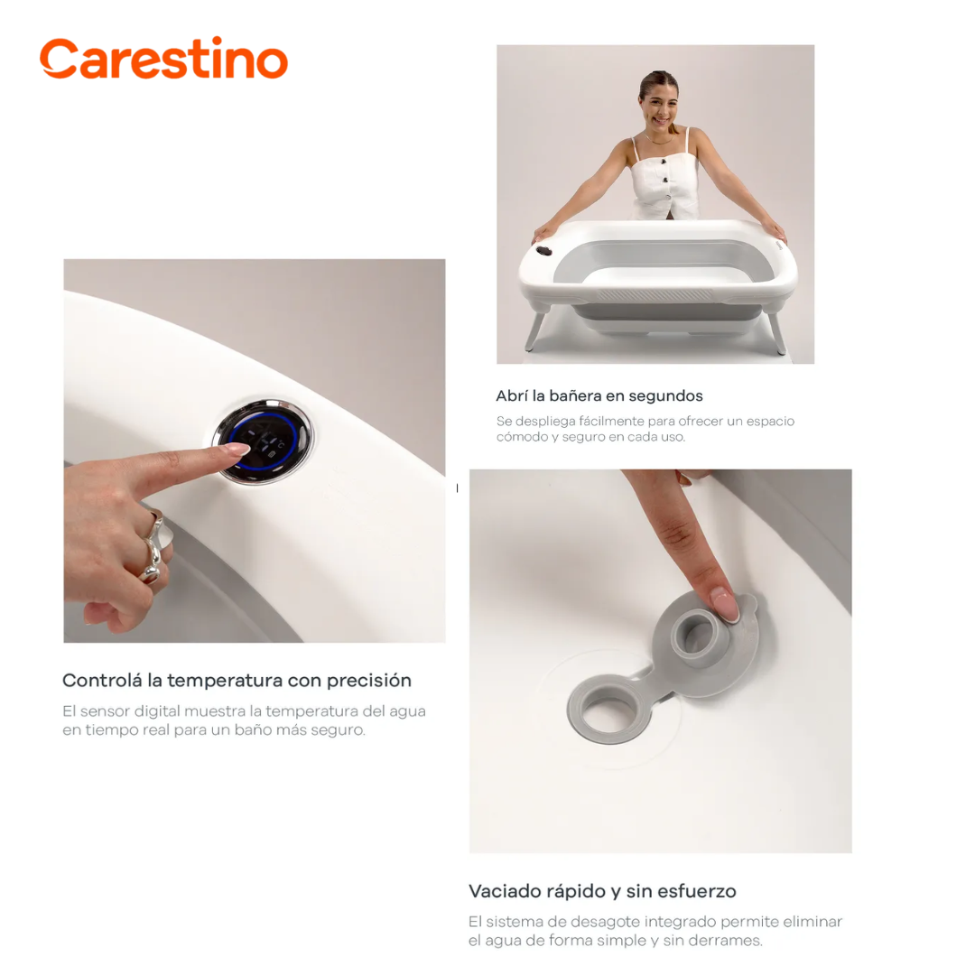 BAÑERA PLEGABLE C-TERMÓMETRO 50L -AMALFI- ROSADO - 8