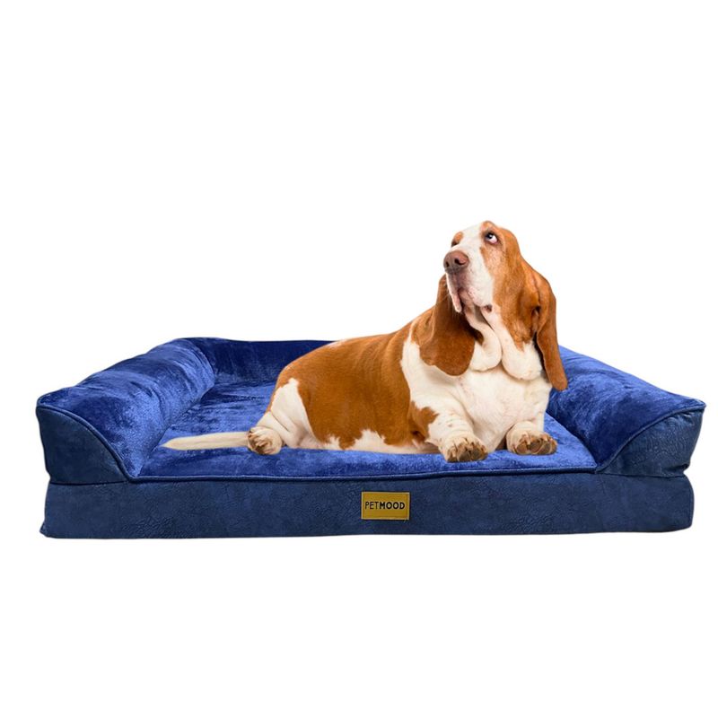 CAMA PARA MASCOTAS ORTOPÉDICA CON FUNDA EXTRAÍBLE TALLA L COLOR AZUL - 2