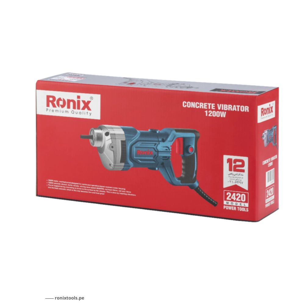 VIBRADORA PROFESIONAL DE CONCRETO 1200W RONIX 2420 + MANGUERA 2M - 5