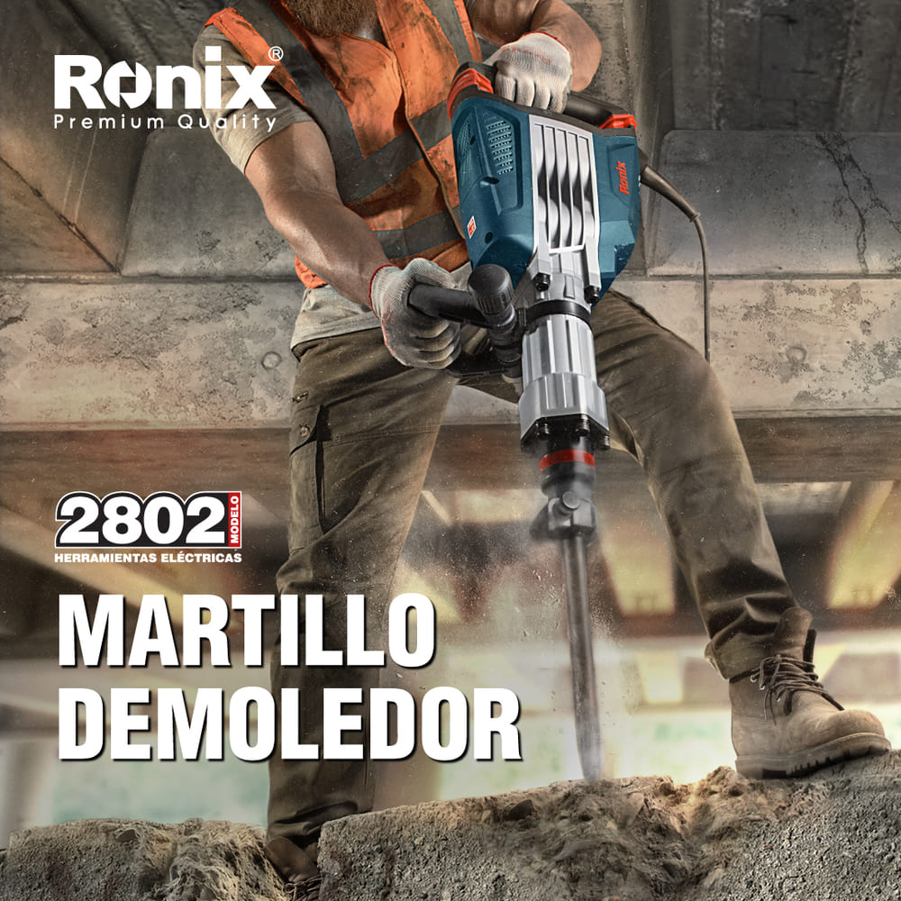MARTILLO DEMOLEDOR INDUSTRIAL 1750W 15.5KG SDS HEX RONIX 2802 - 2