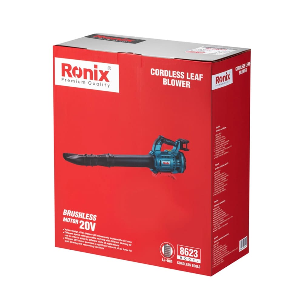 SOPLADORA DE HOJAS AIRE 20V 4AH INALÁMBRICA INDUSTRIAL BRUSHLESS RONIX 8623 - 5