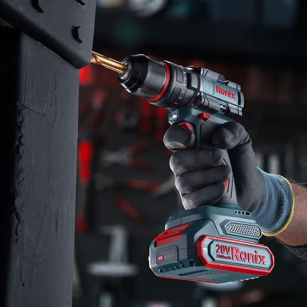 TALADRO PERCUTOR BRUSHLESS 20V 2AH ATORNILLADOR INALÁMBRICO RONIX 8670 - 2