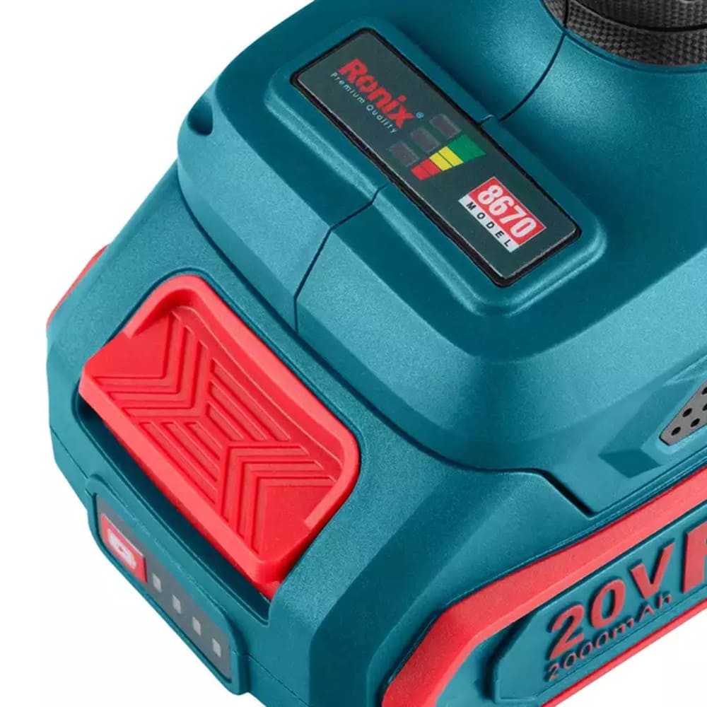 TALADRO PERCUTOR BRUSHLESS 20V 2AH ATORNILLADOR INALÁMBRICO RONIX 8670 - 3