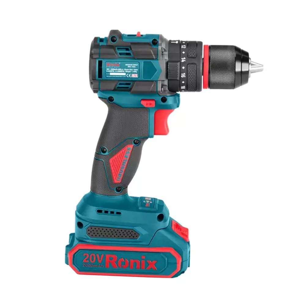 TALADRO PERCUTOR BRUSHLESS 20V 2AH ATORNILLADOR INALÁMBRICO RONIX 8670 - 5