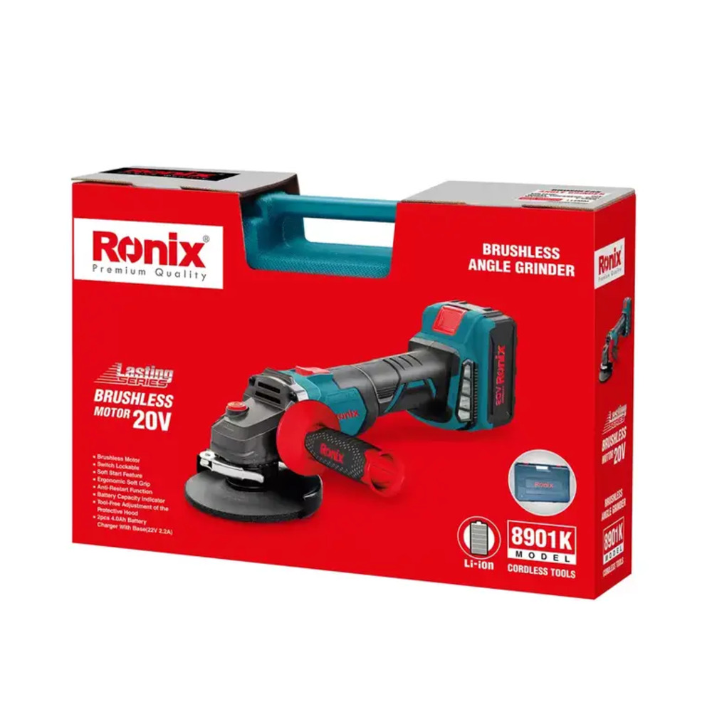 AMOLADORA INALÁMBRICA 4 1/2″ 20V 4AH BRUSHLESS RONIX 8901K - 5