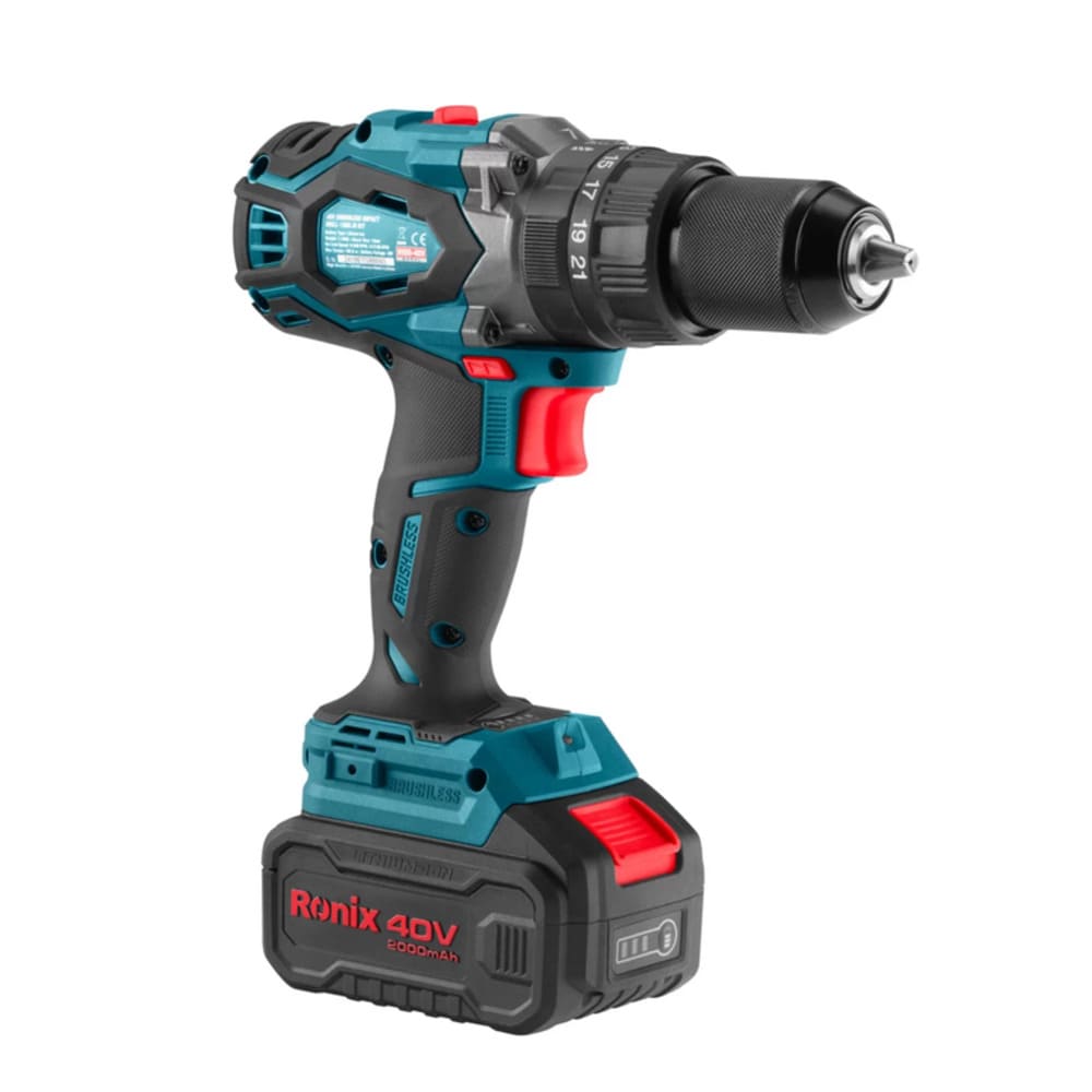 TALADRO PERCUTOR ATORNILLADOR 1/2″ 40V 2AH INALÁMBRICO BRUSHLESS RONIX 8905-40V INDUSTRIAL - 4