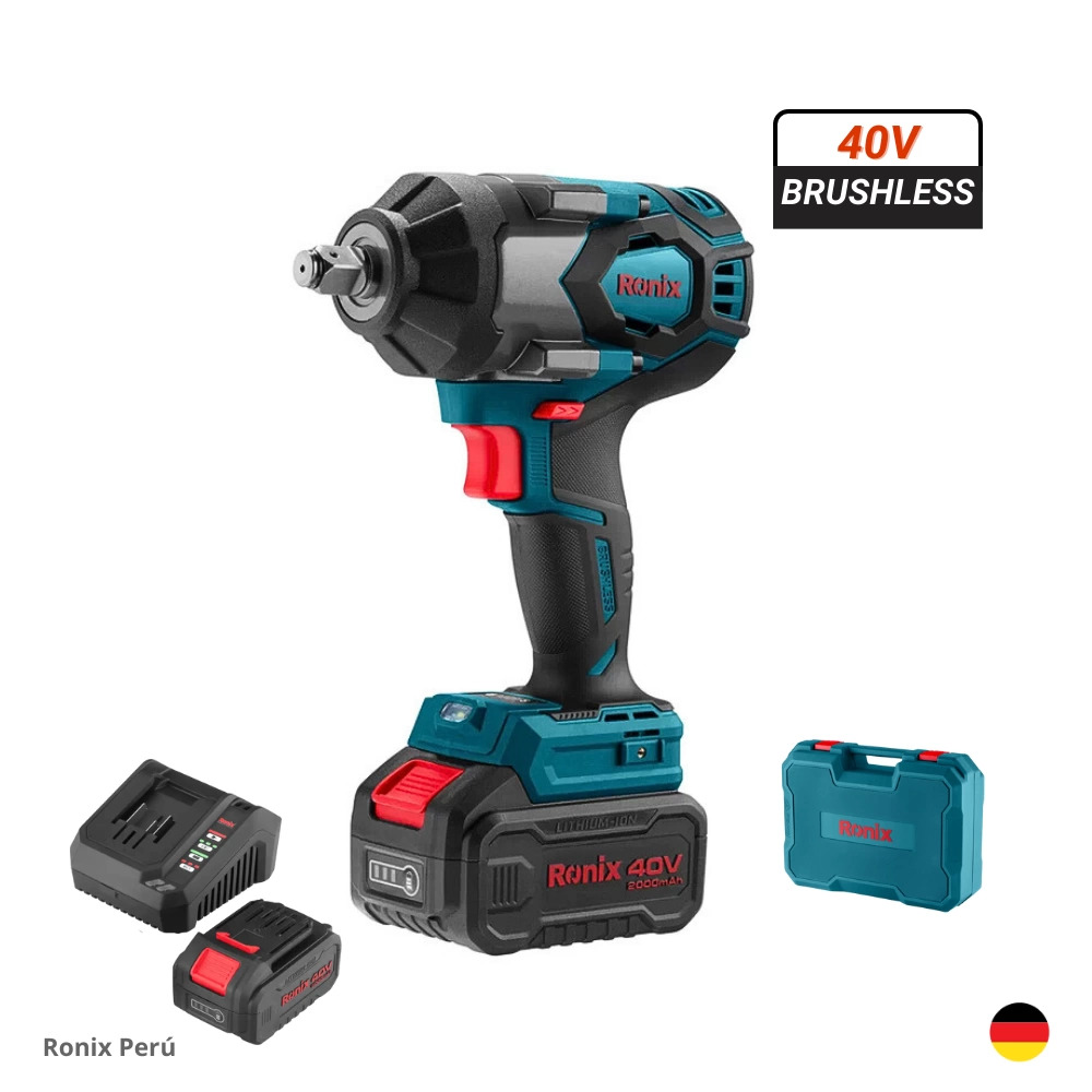 LLAVE DE IMPACTO 1/2″ 40V 2AH BRUSHLESS INALÁMBRICO RONIX 8907-40V INDUSTRIAL - 1
