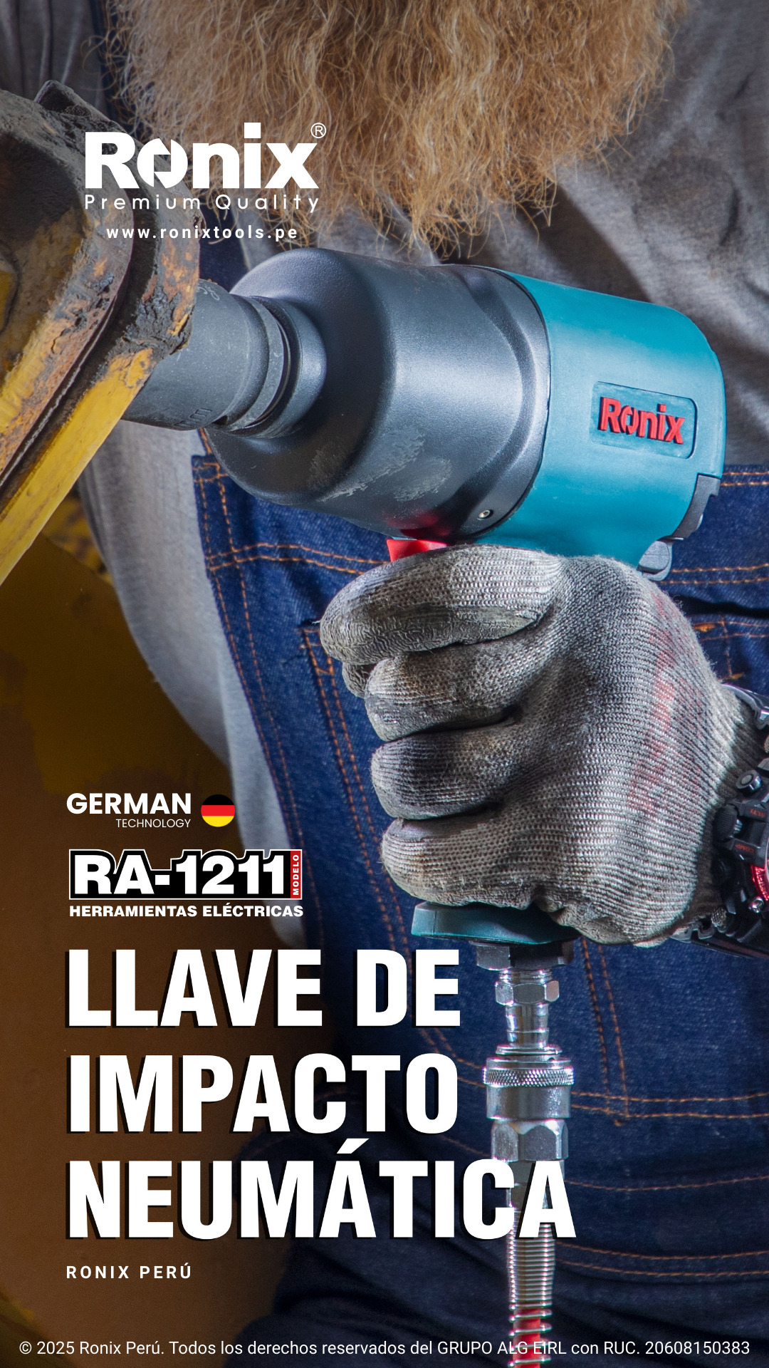 LLAVE DE IMPACTO NEUMÁTICA 3/4″ 1800 NM RONIX RA-1211 - 2