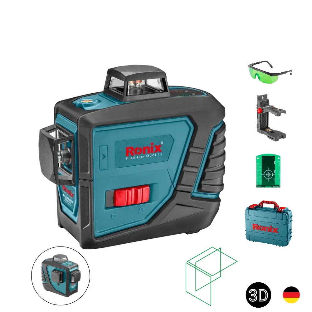 NIVEL LÁSER 3D LUZ VERDE INDUSTRIAL RONIX RH-9537G - 1