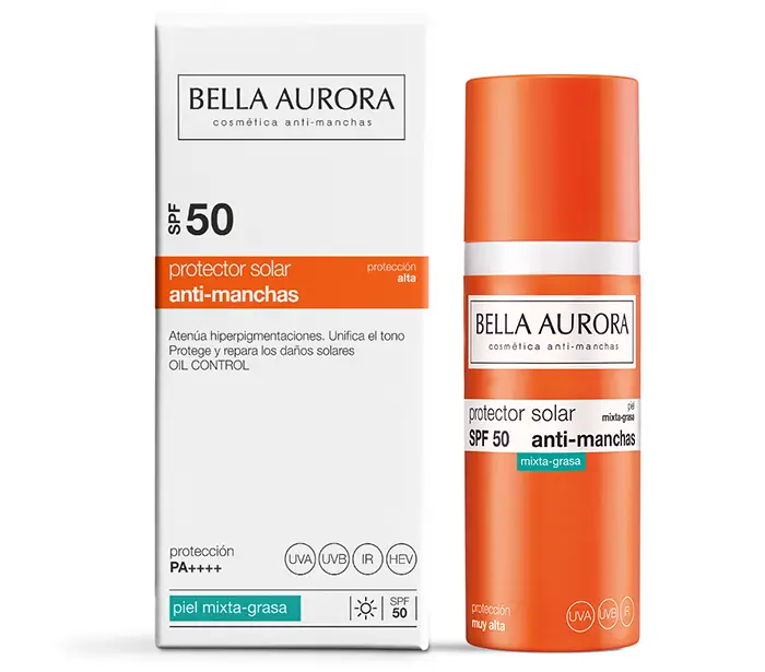 FOTOPROTECTOR ANTI-MANCHAS SPF50+. PIEL MIXTA-GRASA SUN 50ML BELLA AURORA - 1