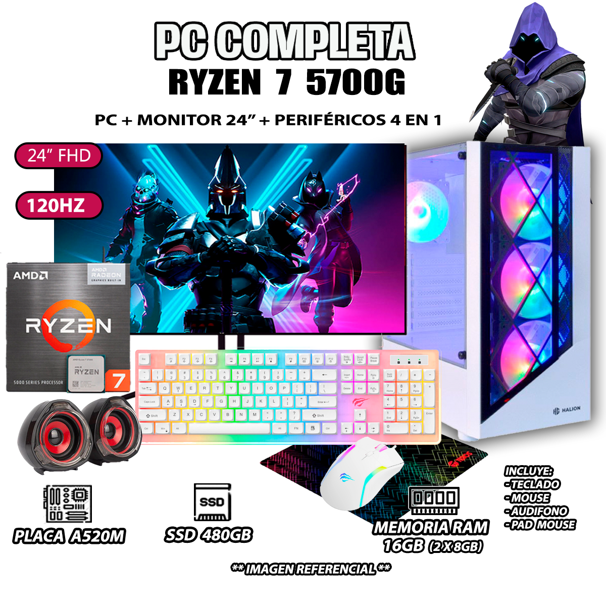 COMPUTADORA INTEL INTEL CORE I3 RAM 16GB PC CORE I3 12100 SSD