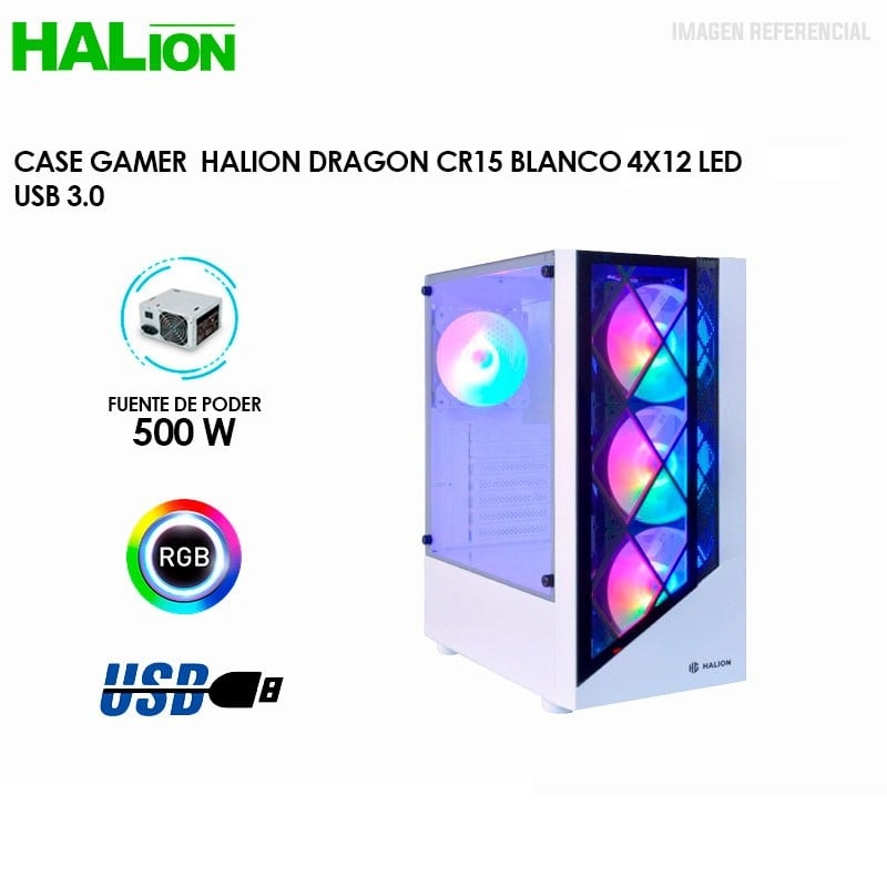 COMPUTADORA PC GAMER DRAGON RYZEN 7 5700G RAM 16GB DISCO SSD 500GB MONITOR 24' FHD - 4