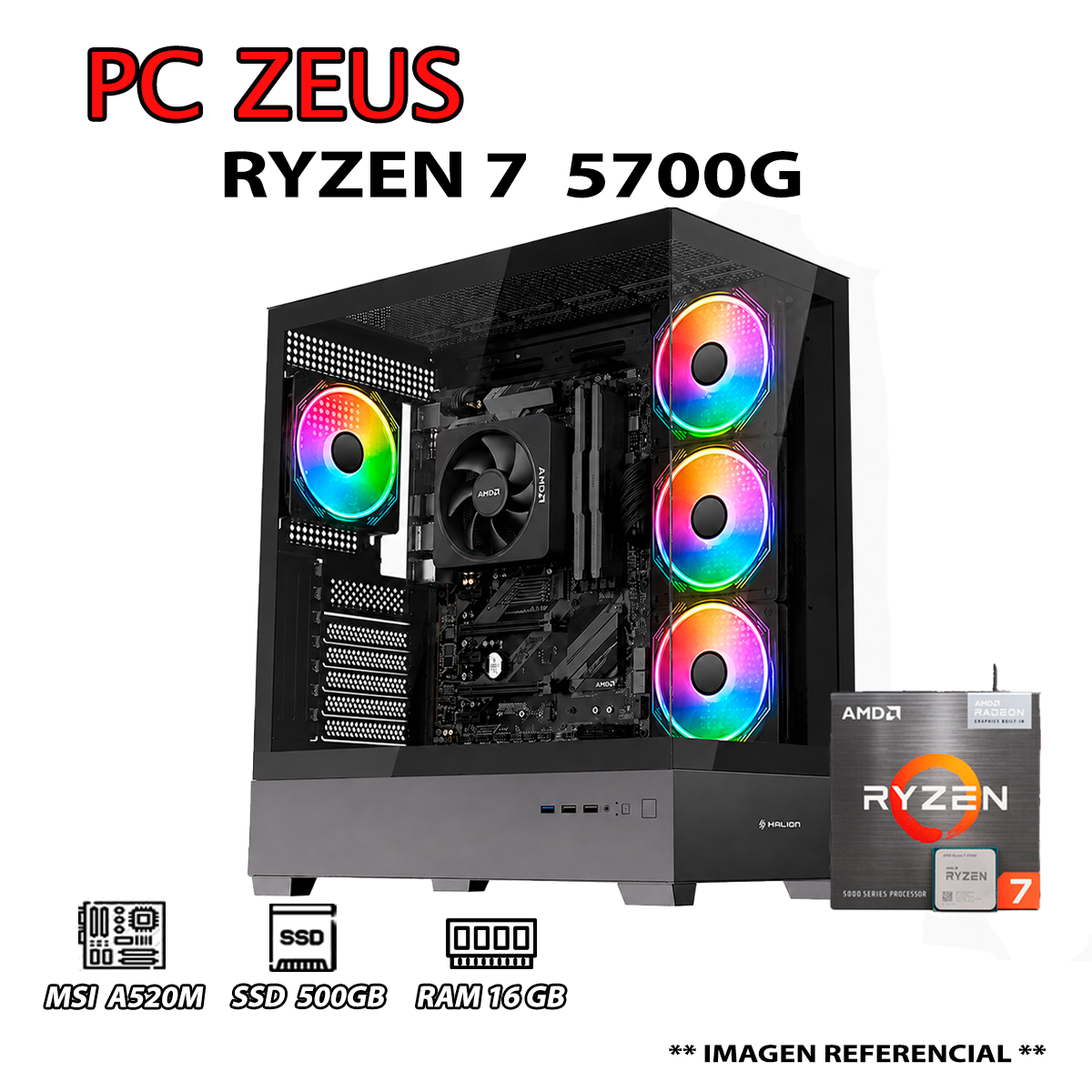 COMPUTADORA PC RYZEN 7 5700G RAM 16GB DISCO 500GB SSD CON GRAFICOS AMD RADEON - 1