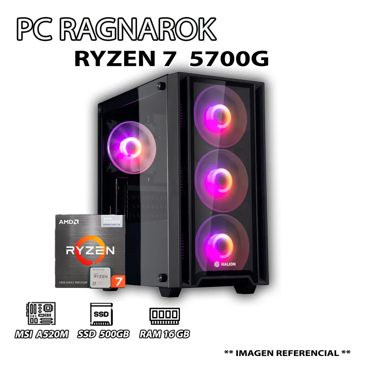 COMPUTADORA PC RYZEN 7 5700G RAM 16GB DISCO 500GB SSD CON GRAFICOS AMD RADEON - 1