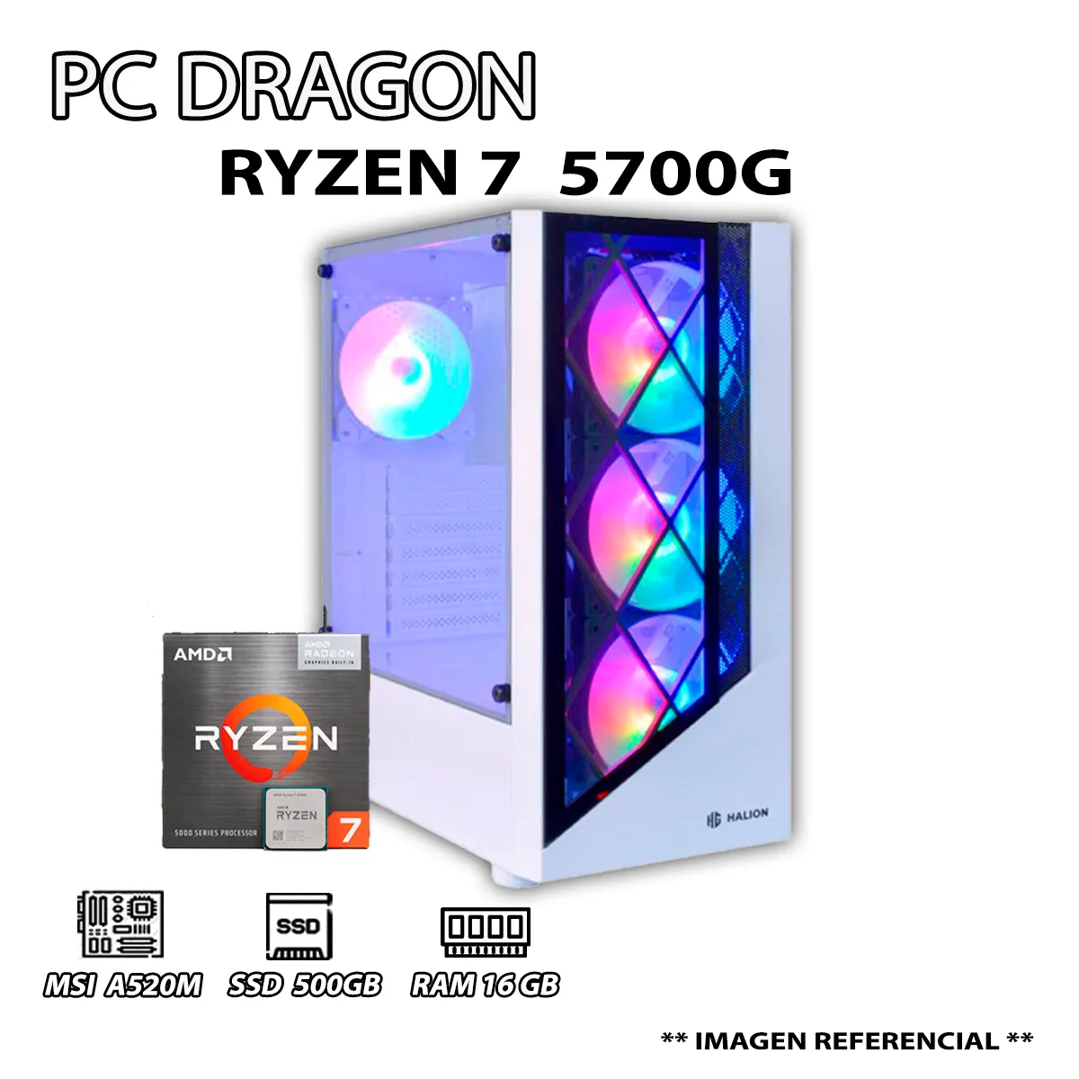 COMPUTADORA PC RYZEN 7 5700G RAM 16GB DISCO 500GB SSD CON GRAFICOS AMD RADEON - 1