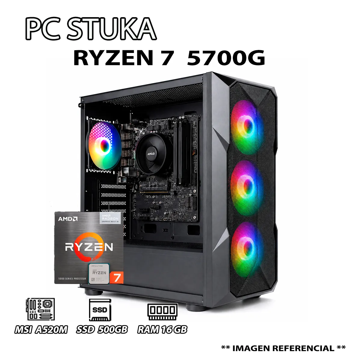 COMPUTADORA PC RYZEN 7 5700G RAM 16GB DISCO 500GB SSD CON GRAFICOS AMD RADEON - 1