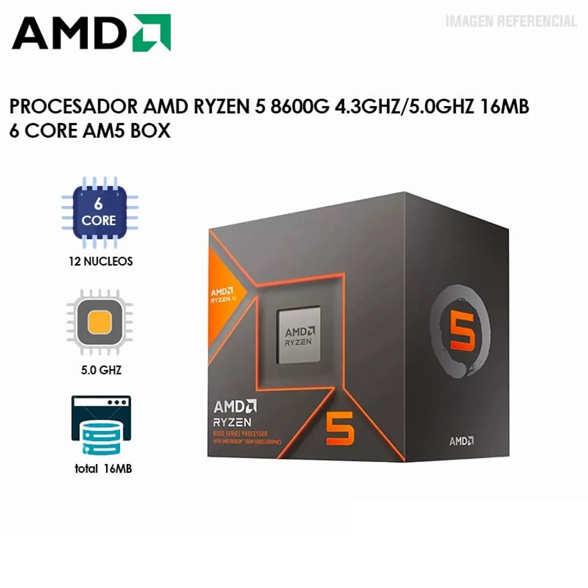 COMPUTADORA PC COMPLETA RYZEN 5 8600G RAM DDR5 16GB SSD 500GB SSD MONITOR 24' - 2