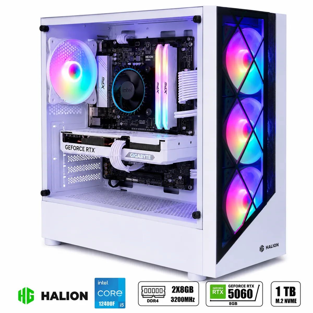 COMPUTADORA GAMER COMPLETA PECERA CORE I5 12400F RAM 16GB SSD 1TB RTX 5060 8GB - 5