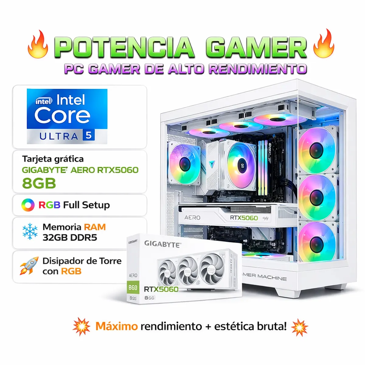 PC GAMER PRO XTREME INTEL CORE ULTRA 5 RAM 32GB DDR5 SSD 1TB GRAFICA RTX 5060 8GB - 1