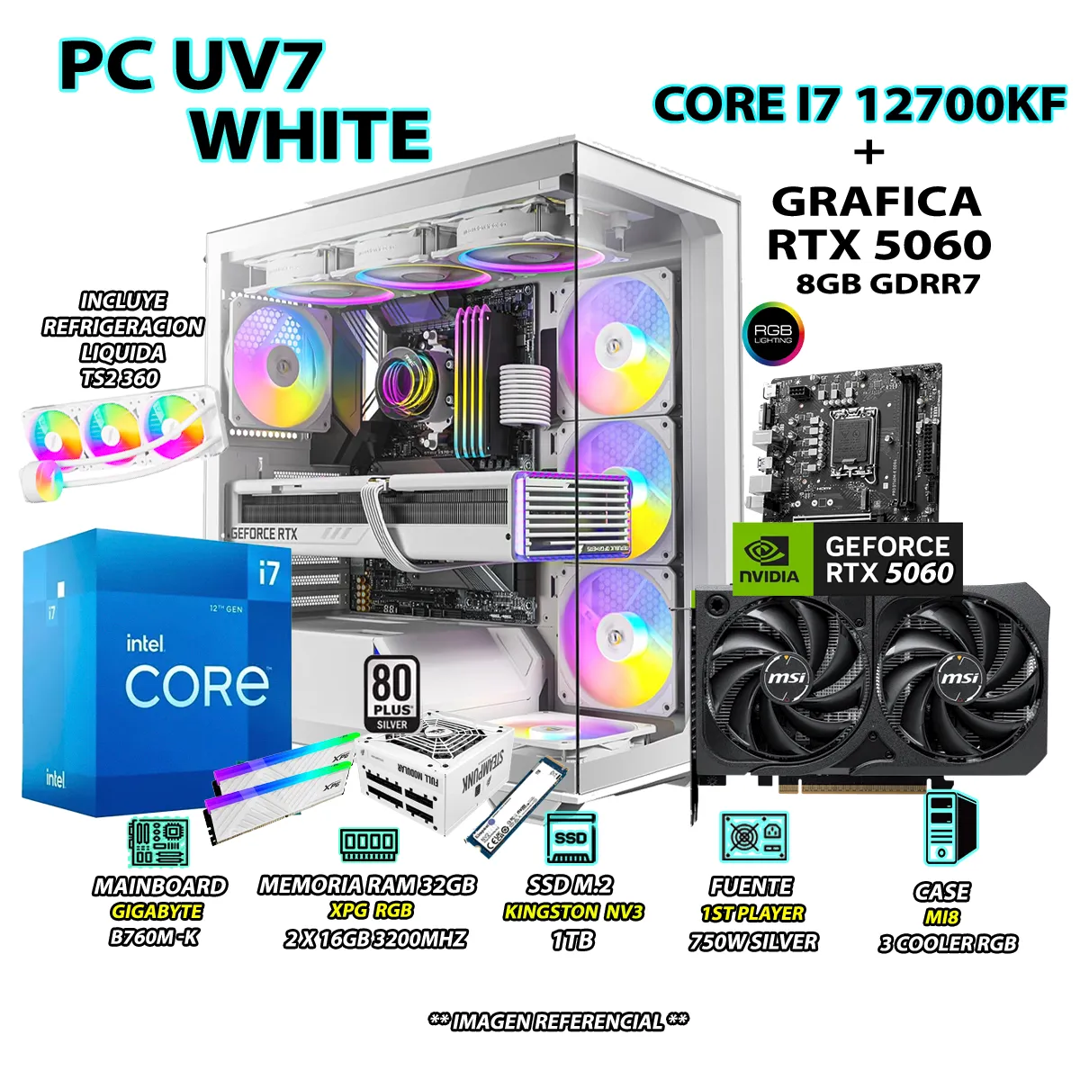 COMPUTADORA PC GAMER CORE I7 12700KF RAM 32GB SSD 1TB GRAFICA RTX 5060 8GB - 1