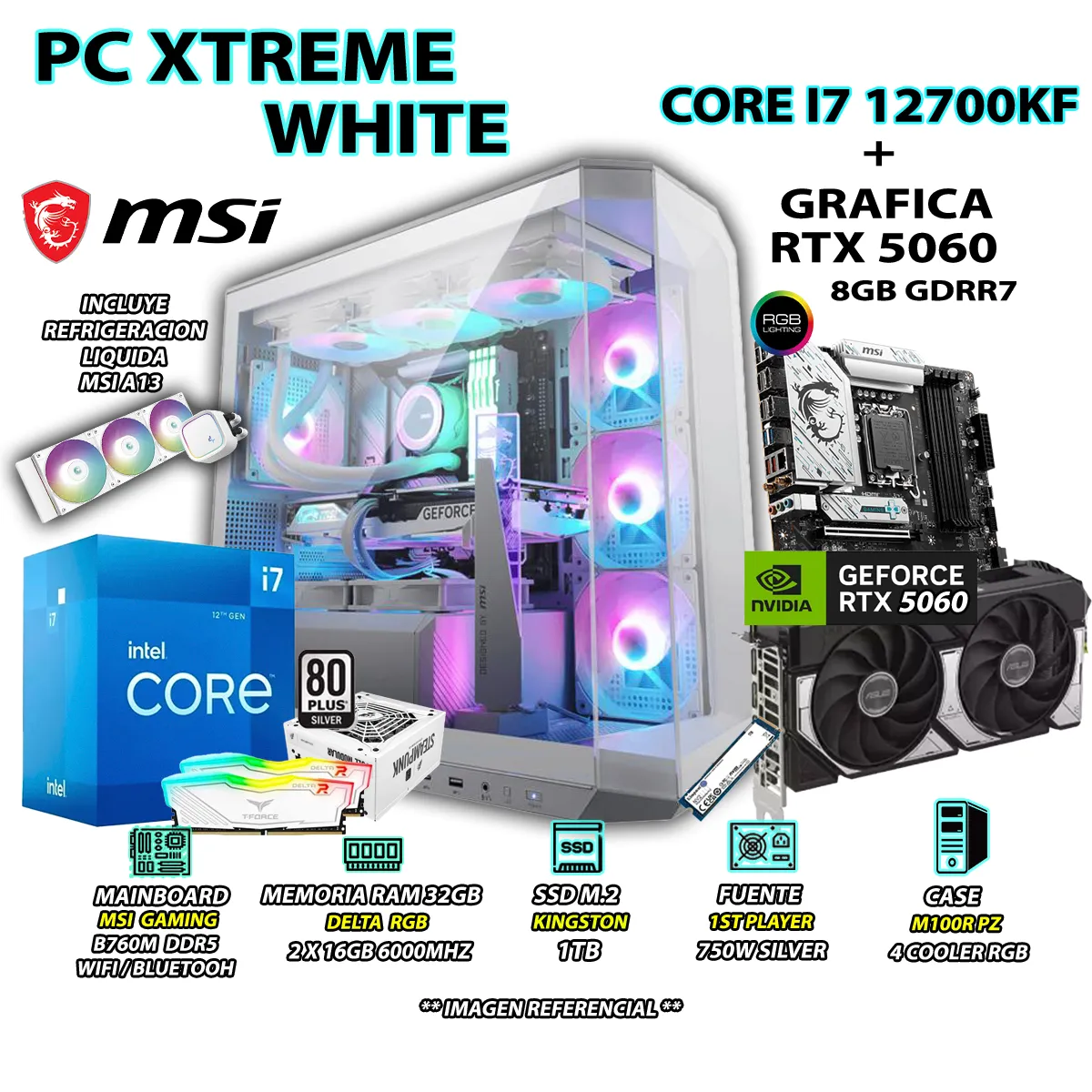 COMPUTADORA PC GAMER CORE I7 12700KF RAM 32GB SSD 1TB GRAFICA RTX 5060 8GB - 1