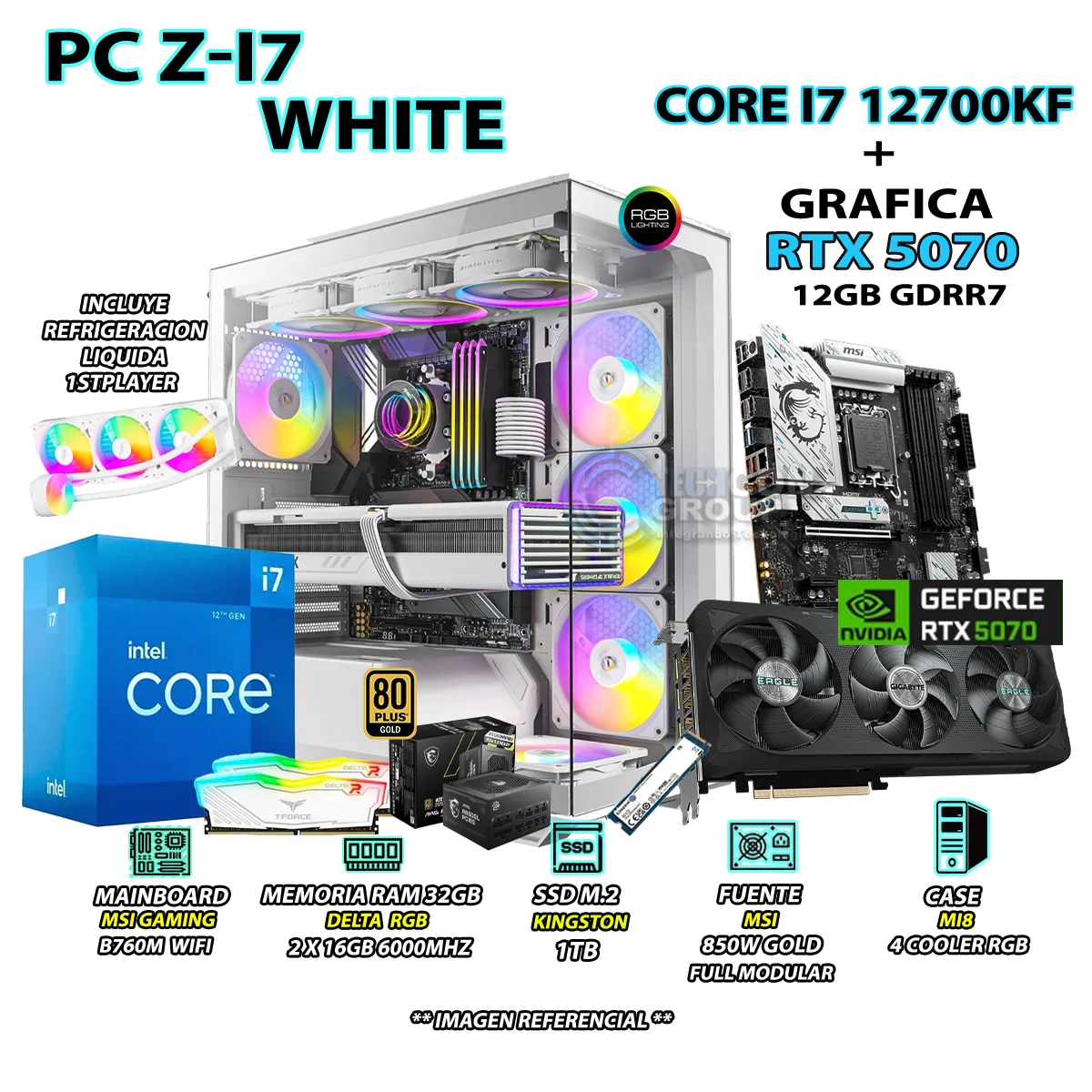 COMPUTADORA PC GAMER CORE I7 12700KF RAM 32GB SSD 1TB GRAFICA RTX 5070 12GB - 1