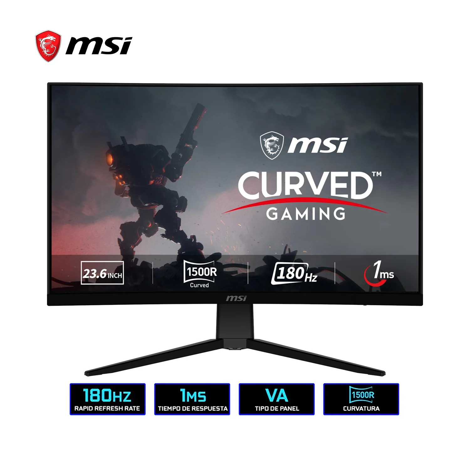MONITOR GAMER CURVO MSI 24' G2422C, PANTALLA FULL HD, PANEL VA, TASA DE REFRESCO 180HZ, TIEMPO DE RESPUESTA 1MS, PUERTOS: HDMI, D - 1
