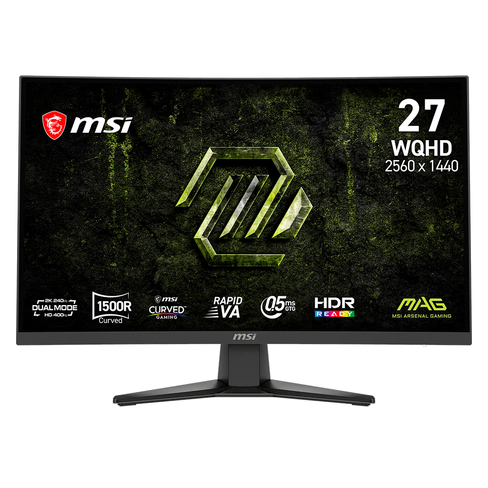MONITOR GAMER CURVO MSI MAG 275CQDF X24 27 PULGADAS, 2K, TASA DE REFRESCO 240HZ, TIEMPO RESPUESTA 1MS, COLOR NEGRO - 1
