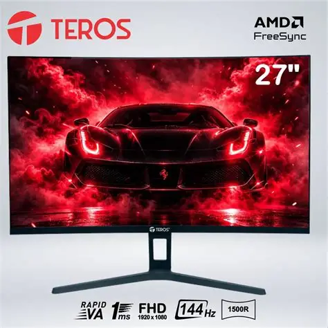MONITOR GAMER CURVO TEROS TE-2734S 27' PANEL VA FULL HD (1920 X 1080), 144HZ, 1MS, HDMI, DP (COLOR NEGRO) - 1